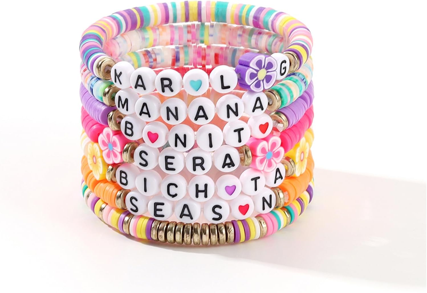 YOUGANNA 7 PCS Manana Bichota Season Bracelet Set for Women Karo Concert Outfits Merchandise Jewelry for Teens Girls Music Bracelet for Fans