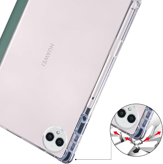 For Huawei Matepad Pro 12.2 (2024) Case .2inch Slim Lightweight Protective Smart Cover Shockproof with Clear Back Shell w/Pencil Holder, Auto Wake/Sleep(Dark green)