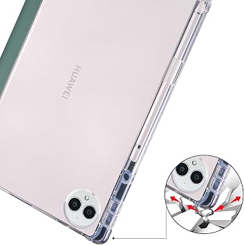For Huawei Matepad Pro 12.2 (2024) Case .2inch Slim Lightweight Protective Smart Cover Shockproof with Clear Back Shell w/Pencil Holder, Auto Wake/Sleep(Dark green)
