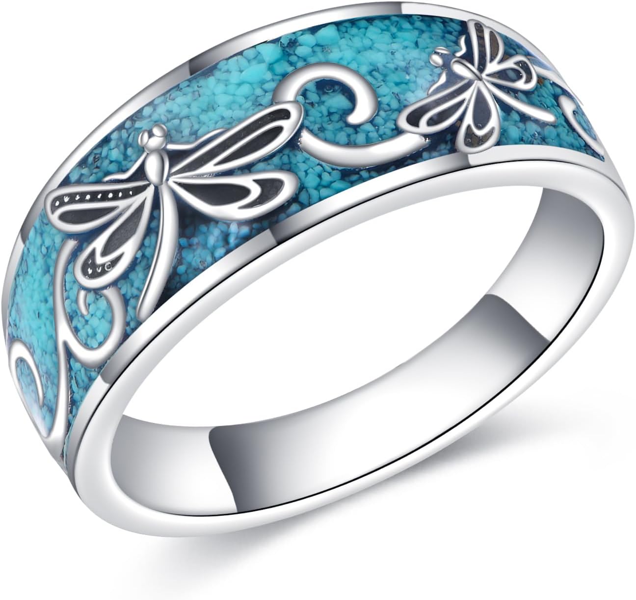 ONEFINITY Turquoise Rings S925 Sterling Silver Turquoise Ring Jewelry Gift For Women Men