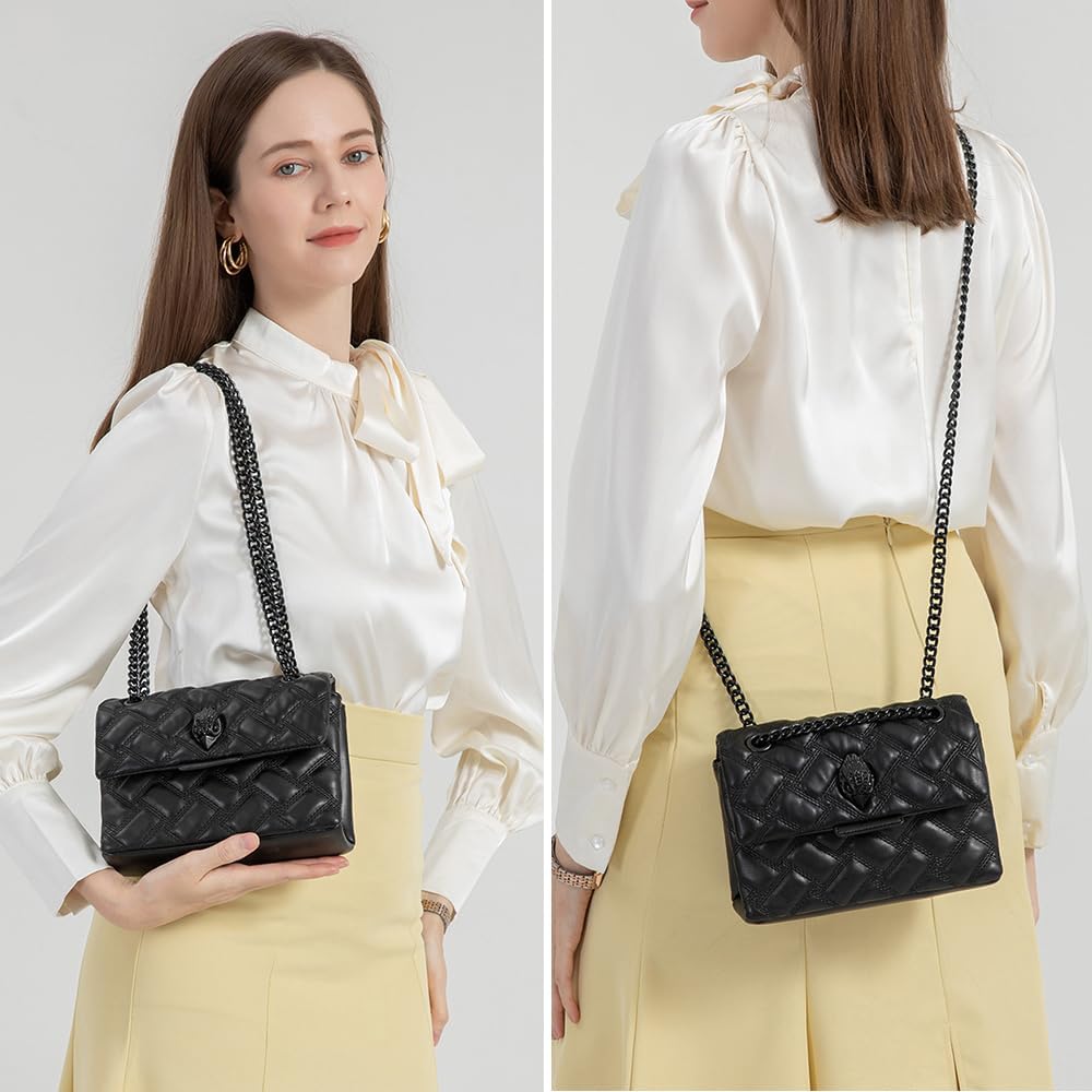 Rejolly Rainbow Stripe Crossbody Shoulder Bag for Women Color Blocking PU Leather Colourful Purse with Chain Strap | PU Leather, with Chain Strap - Image 2