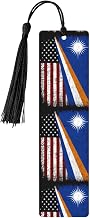 Half USA Marshall Islands Flag American Flag 4Pcs Gorgeous Wooden Bookmarks Add Touch Elegance Book Collection Men Women