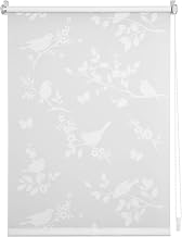 Lichtblick Side Pull Roller Blind, Klemmfix, No Drilling, Clamping Support, Translucent, Opaque, Burnout, White/White Plant, 70 cm x 150 cm (W x L)