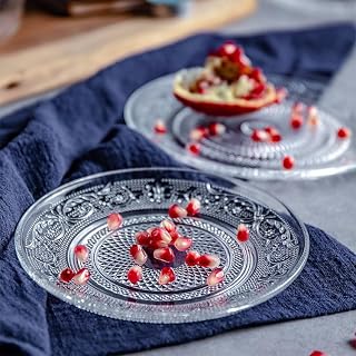 bellemax Plate Set of 4 pcs Bead Rim Decorative 6 inch Crystal Clear Glass Plate- Dry Fruits Sweets Chocolate Snack Plate ... Price In India
