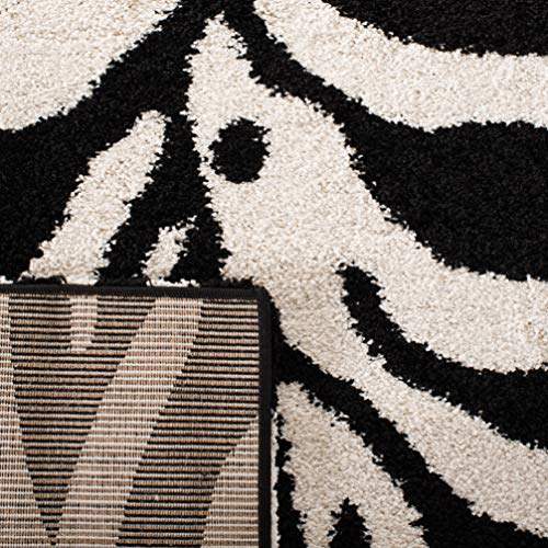 Safavieh Florida Shag Collection Shaggy Rug for Living Room Dining Room, Bedroom, High Pile, Ivory and Black, 99 x 160 cm - Image 3