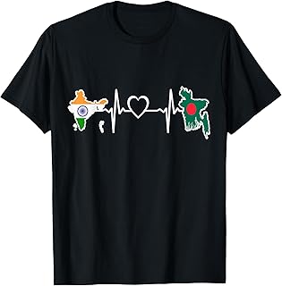 Bangladesh India Flag Bangladeshi Indian Heartbeat T-Shirt