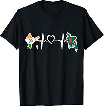 Bangladesh India Flag Bangladeshi Indian Heartbeat T-Shirt