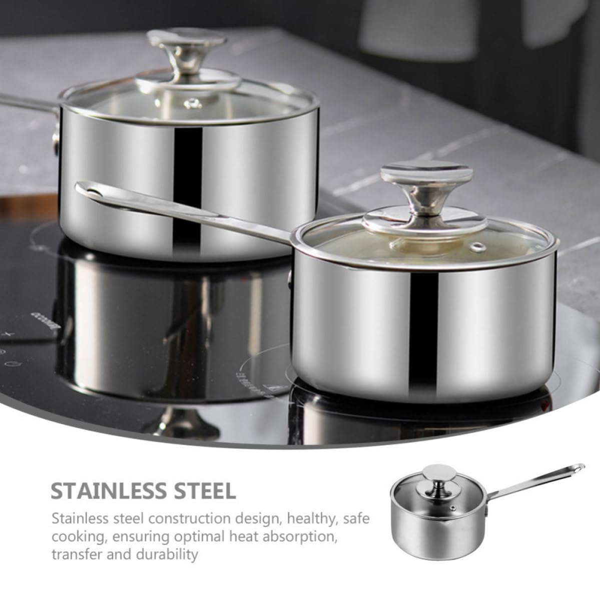 TOPBATHY Pentola per Latte in Acciaio Inox Coperchio, Manico