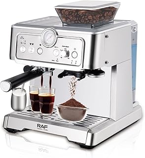 RAF 1350W Espresso Coffee Machine with Grinder & Milk Frother | 2.3L Large Capacity