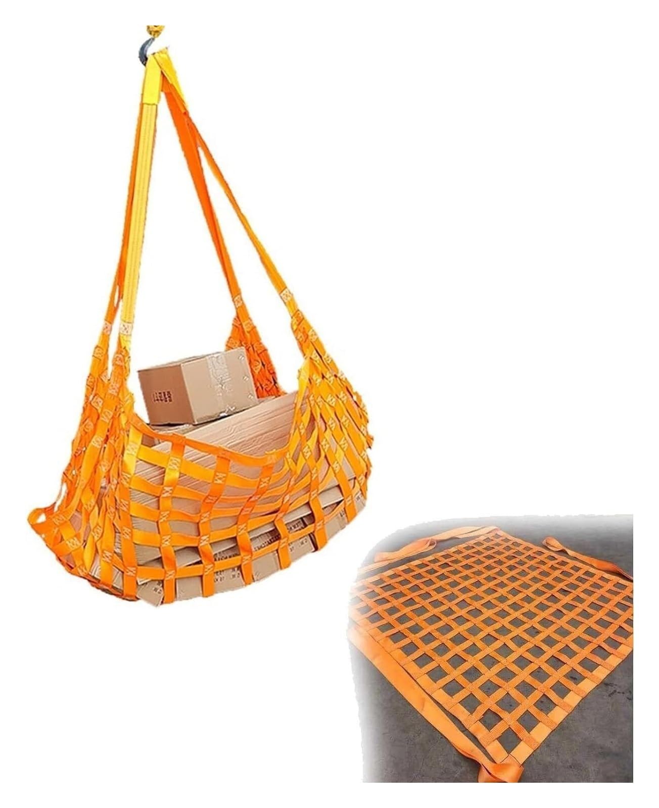 Rete di Sollevamento per carichi Pesanti - Cinghia in Tessuto 1,5x1,5 m per Camion e rimorchi, Maglia da 10 cm, capacità 2,5 t, Cinghie Resistenti per Il Trasporto e la movimentazione sicura