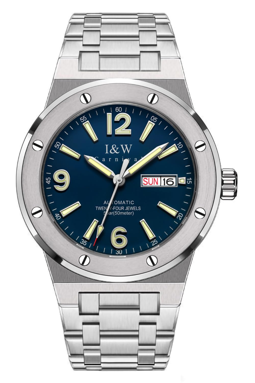 TEINTOP I&W Automatik Uhr Herren Mechanische Uhren Japanische Bewegung Stahlarmband Armbanduhren