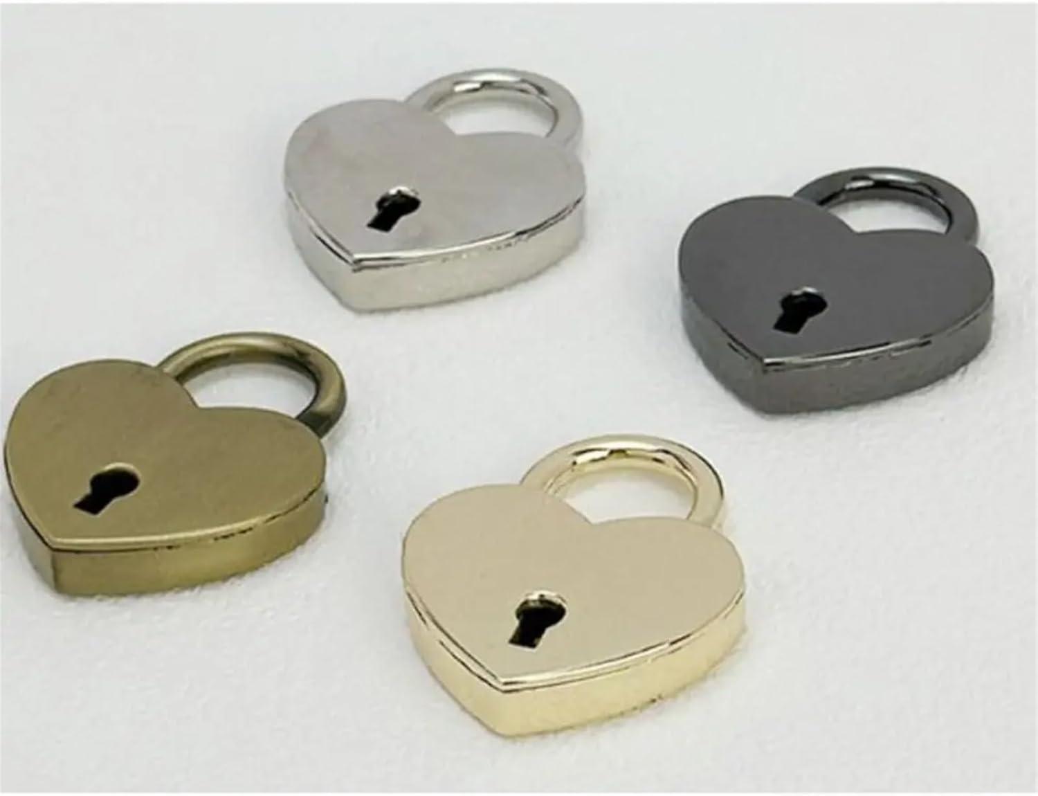 Vintage Heart Shape Key Lock Diary Book Jewelry Box Mini Padlock Travel Suitcase Luggage Backpack Zipper Padlock with Key 1Pcs(Gun Black)