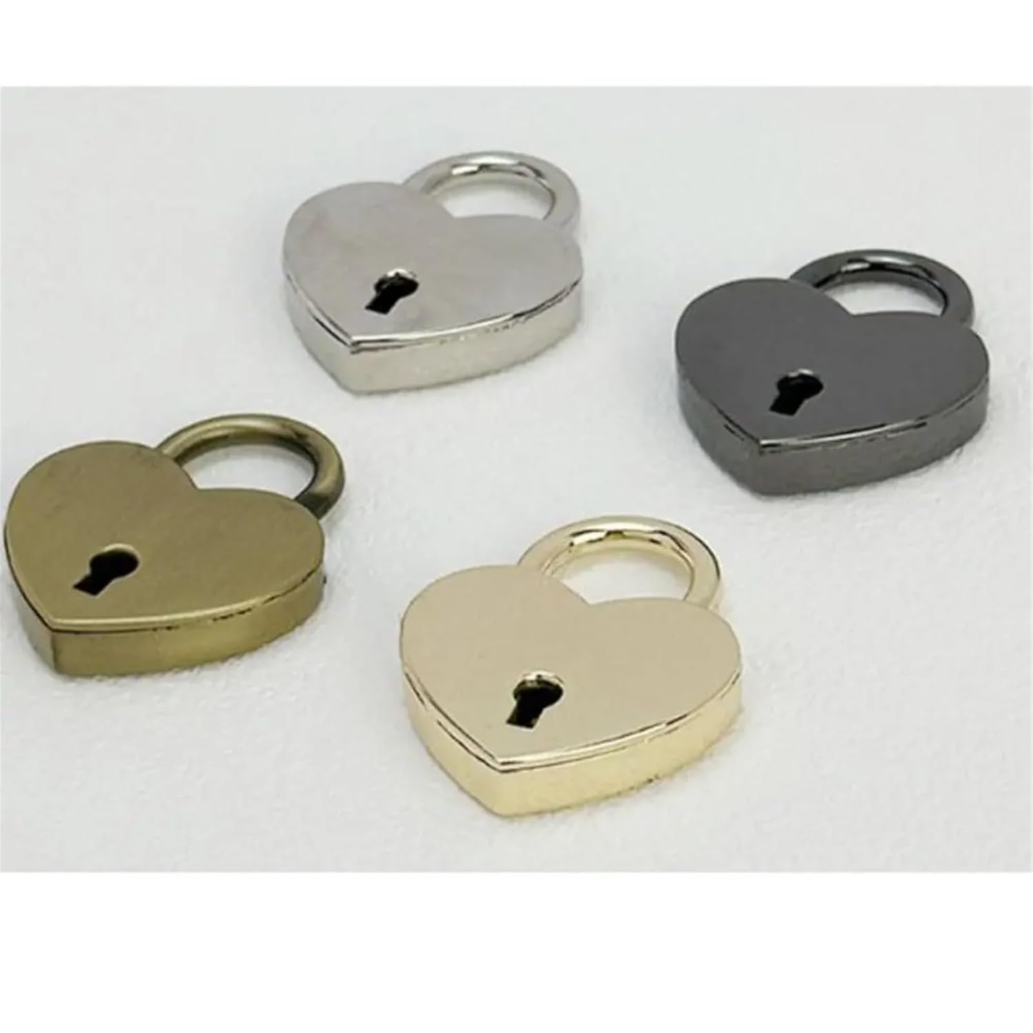Vintage Heart Shape Key Lock Diary Book Jewelry Box Mini Padlock Travel Suitcase Luggage Backpack Zipper Padlock with Key 1Pcs(Gun Black)