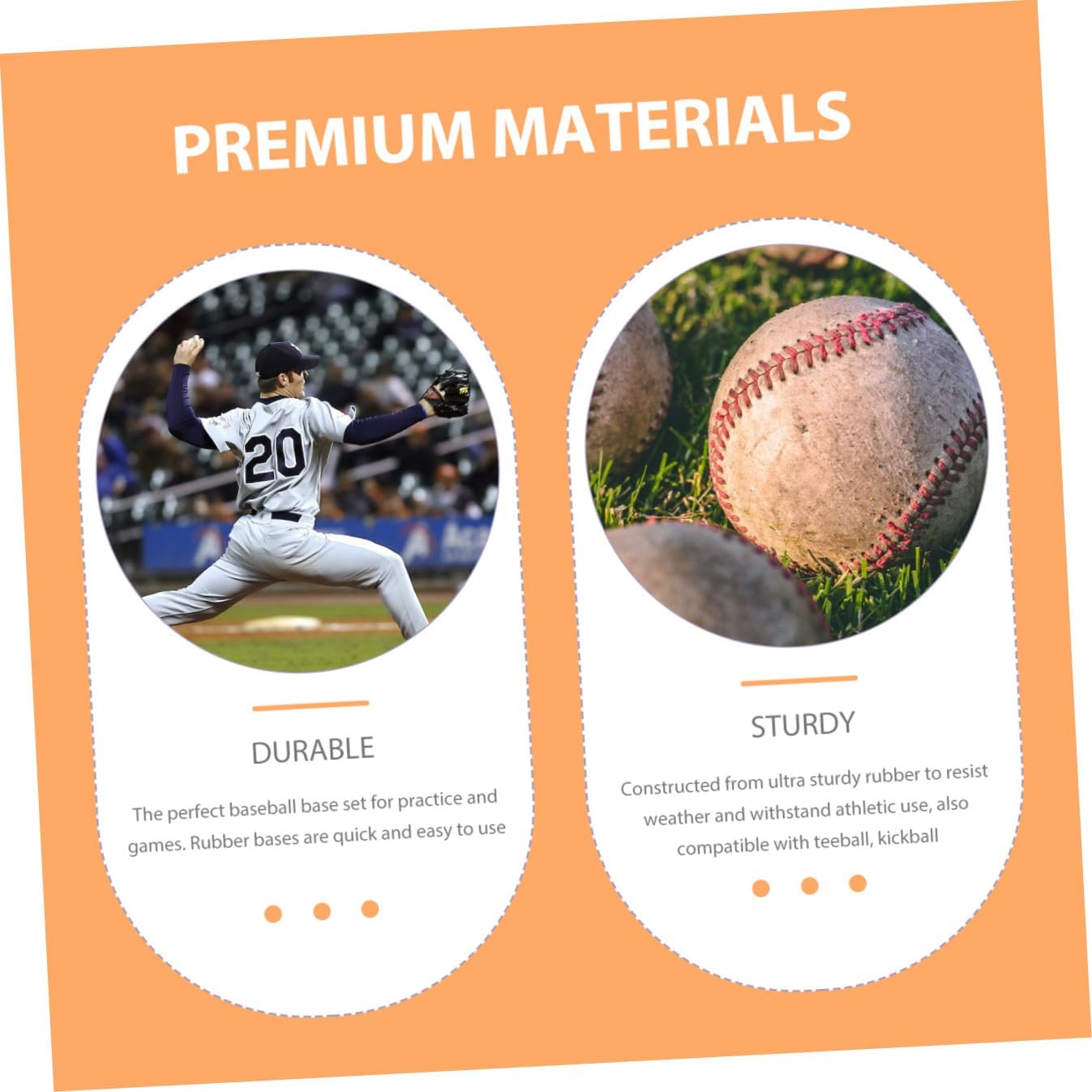 KICHOUSE 1set Rubber Baseball Pitching Base Non- Rubber Bases for Kickball Softball and Practice and Portable for School and Backyard Use