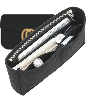 Doxo Purse Organizer Insert Compatible with GG Marmont Small Shoulder Bag, Custom Fit Inside Premium Bag Organizer Lightweight Purse Insert with Zipper, Handbag & Tote Shaper, Black/S
