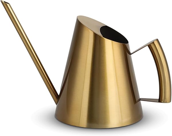 Cyrank Gold Metal Watering Can with Long Spout