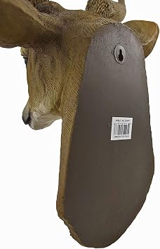 DWK Deer Head Wall Mount, 23 Inch Faux 8-Point Buck Bust | Cold Cast Resin with Hand-Painted Eyes, Removable Antlers, Brown Indoor Wildlife Decor
