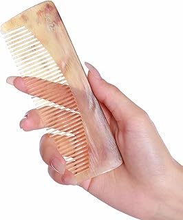 Untreated 5.5 inch Real Ox Horn Hair Growth Comb, Fine Tooth 100% Handmade Combs with Anti-static, Detangling, Massage, Scalp Gua sha for Women, Men