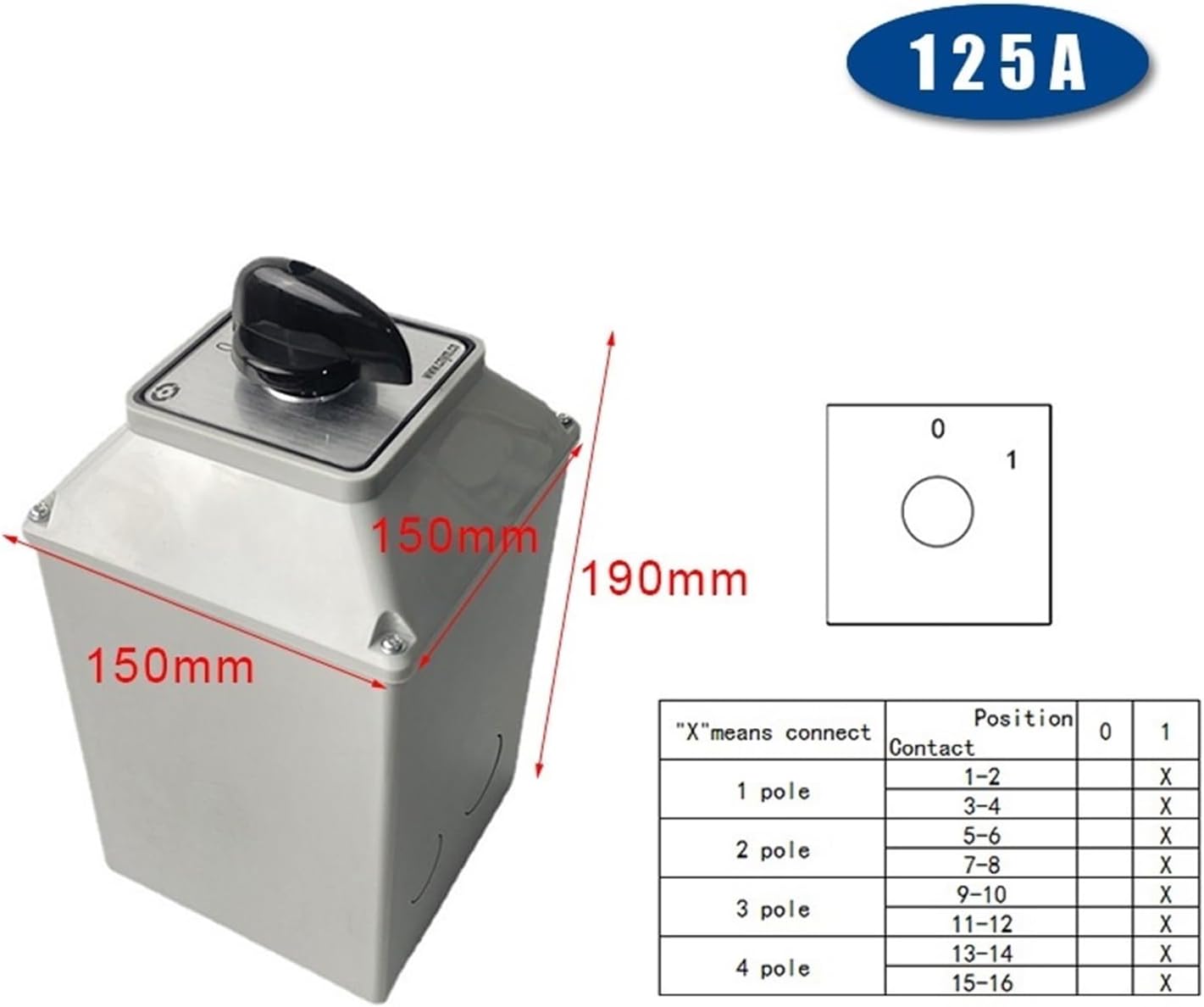 125A LW26-125/4M with Waterproof Box IP65 Three-Phase Four Wire Two-Way Dual Power Supply Motor Rotary Cam Switch(01)