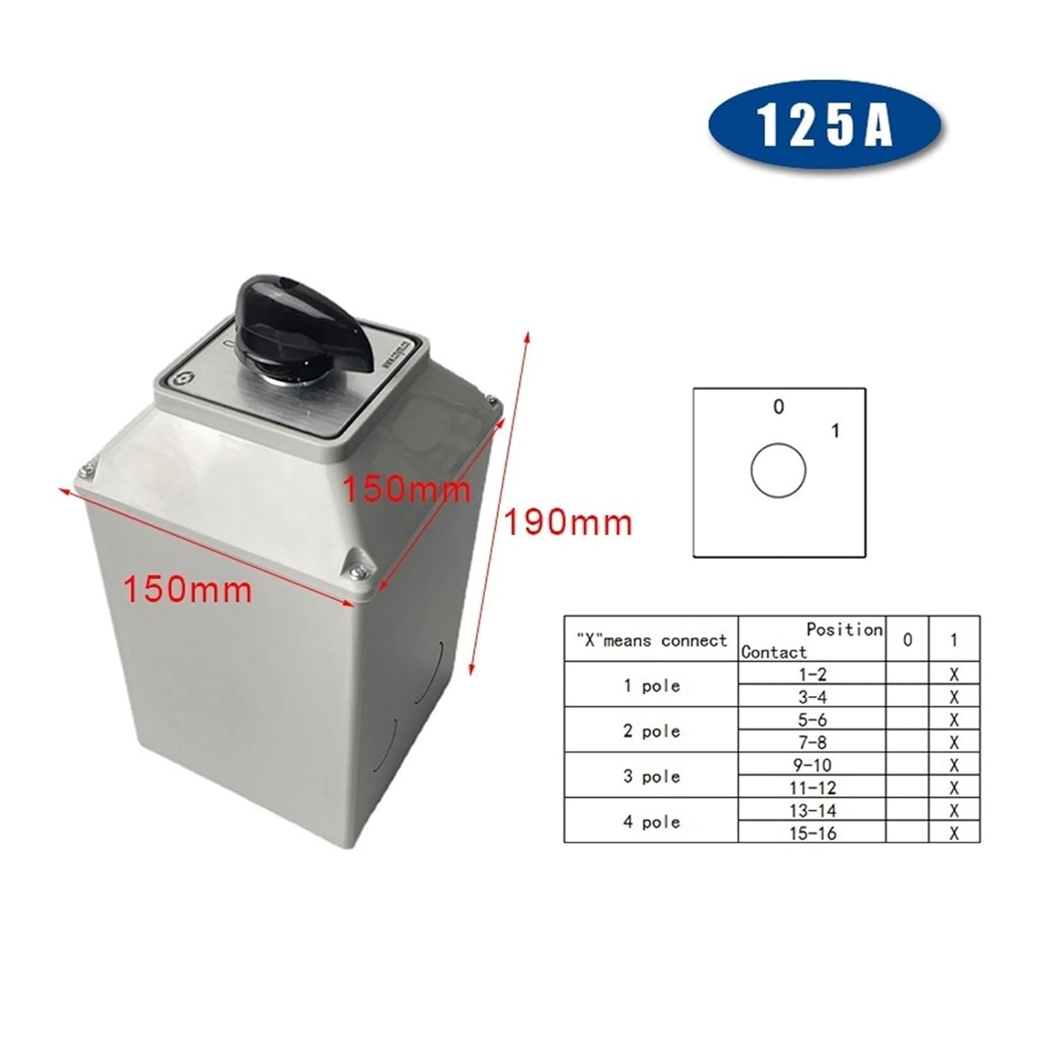 125A LW26-125/4M with Waterproof Box IP65 Three-Phase Four Wire Two-Way Dual Power Supply Motor Rotary Cam Switch(01)