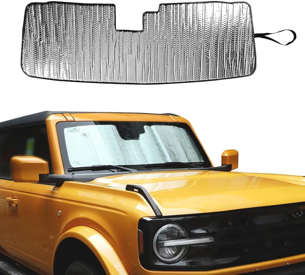 Windshield Sunshade Front Window UV Rays Sun Shade Visor Sun Shield Protector Compatible with 2021-2024 Ford Bronco 2-Door 4-Door Interior Accessories