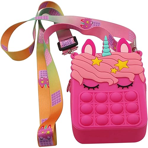 VTRZ Pop Fidget Toys It Crossbody Purse Bags for Women Girls, Push Bubble Fidget Sensory Toys Crossbody Handbag Shoulder Bag, Stress Release Toys Small Purse (Rose Red)