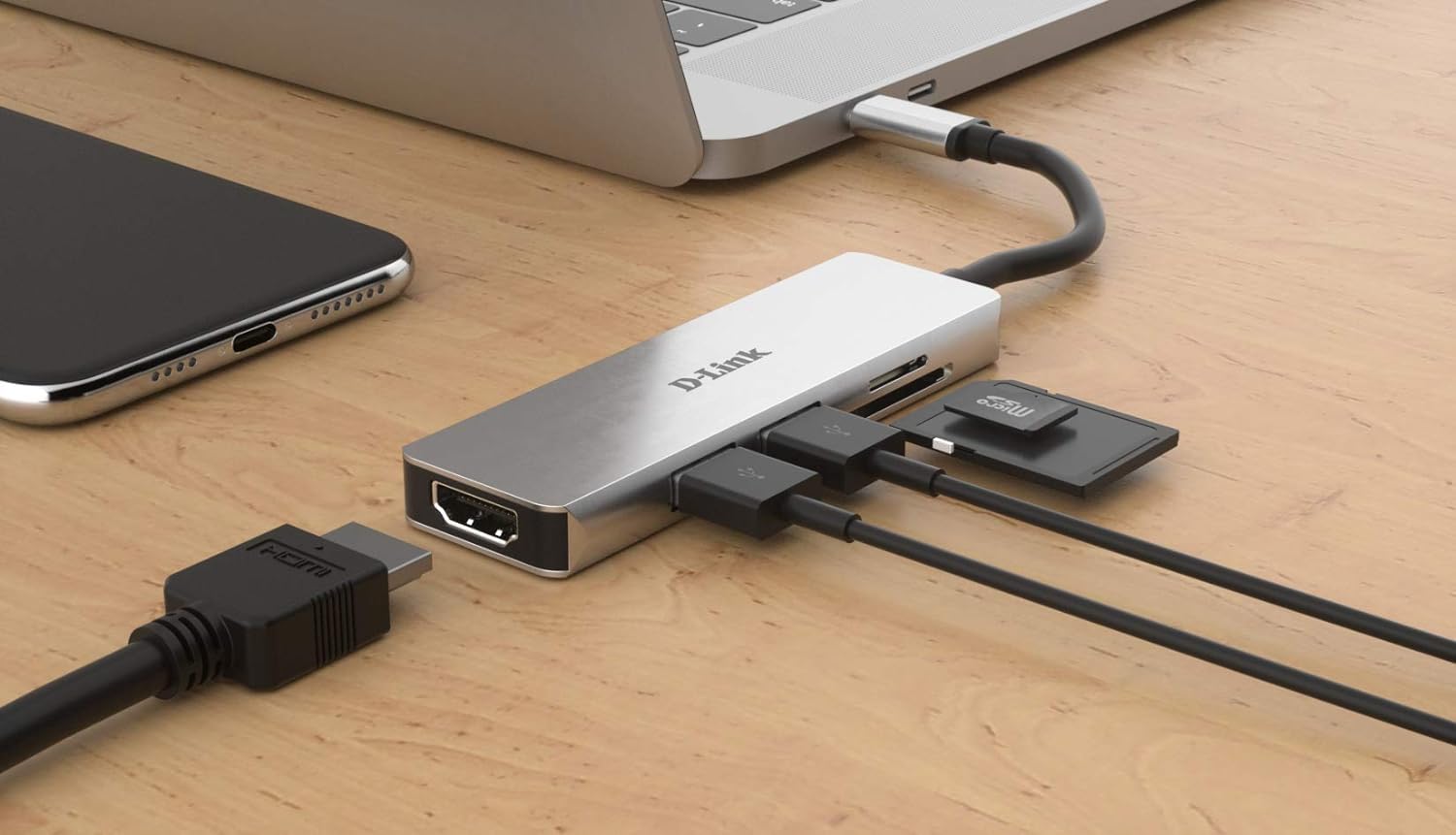 D-Link DUB-M530 5-in-1 USB-C Hub with HDMI 1.4, 2 USB 3.0 and SD/MicroSD Card Reader for MacBook Pro 2016 or Later, MacBook Air 2018, Chromebook and Surface Pro 7 [Amazon Exclusive]