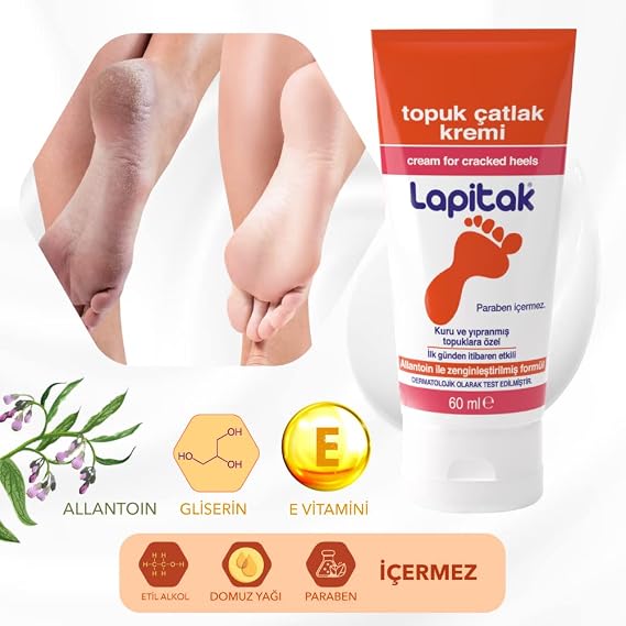 Lapitak Topuk Çatlak Kremi 60ml - Ayak Kremi - Ayak Bakımı - Ayaklardaki Çatlakları Engenlemeye Yardımcı olur. Kuru ve Yıpranmış Ayaklarda 24 saat içinde etkisi hissedilir.
