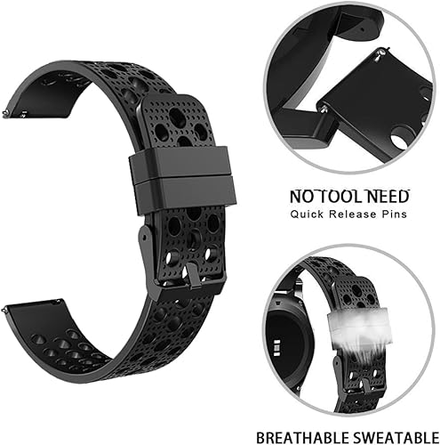 Miniatura 5 de Correa de repuesto compatible con Polar Smartwatch Band de 0.787 pulgadas y 0.866 pulgadas, correa deportiva con hebilla de metal compatible con