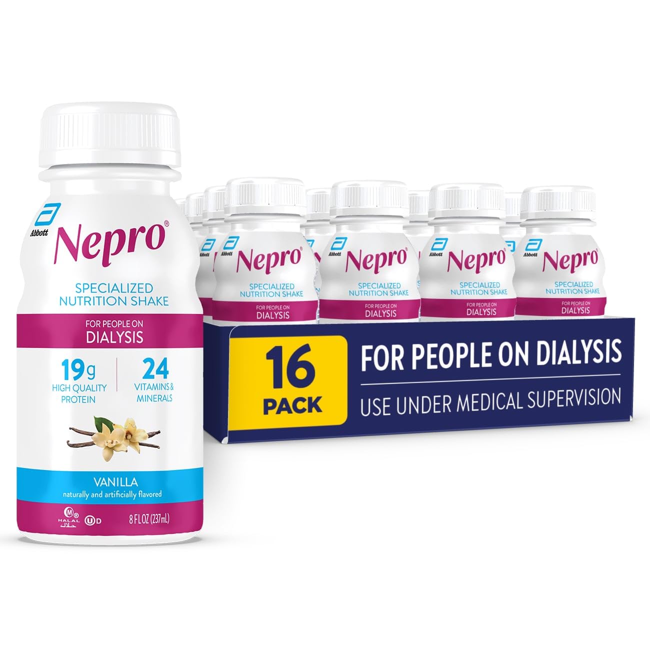 Nepro bebida pronta para beber com proteína, sabor baunilha, 19 g, 16 unidades