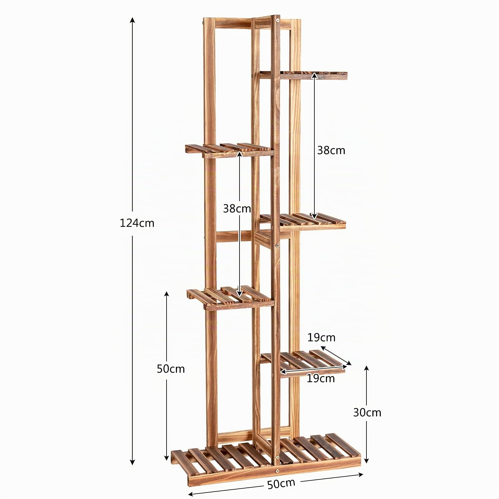 GOPLUS Porte-plantes à 5/6 Niveaux, Étagère à Fleurs en Bois de Pin, Support à Plantes pour Jardin, Balcon, Extérieur et Intérieur (6 Niveaux)
