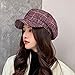 Women's Plaid Newsboy Cap – Winter Warm Wool Blend Painter Hat, Retro Korean Style, Ear Protection, Casual & Outdoor Fashion (Navy Blue)