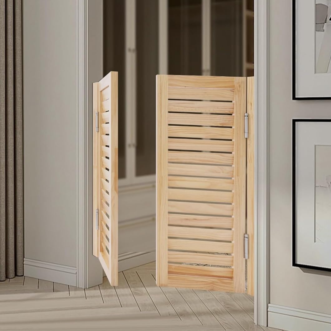 Puertas de salón de madera maciza, puerta de división personalizable con bisagras y cierre automático, 70 x 100 cm