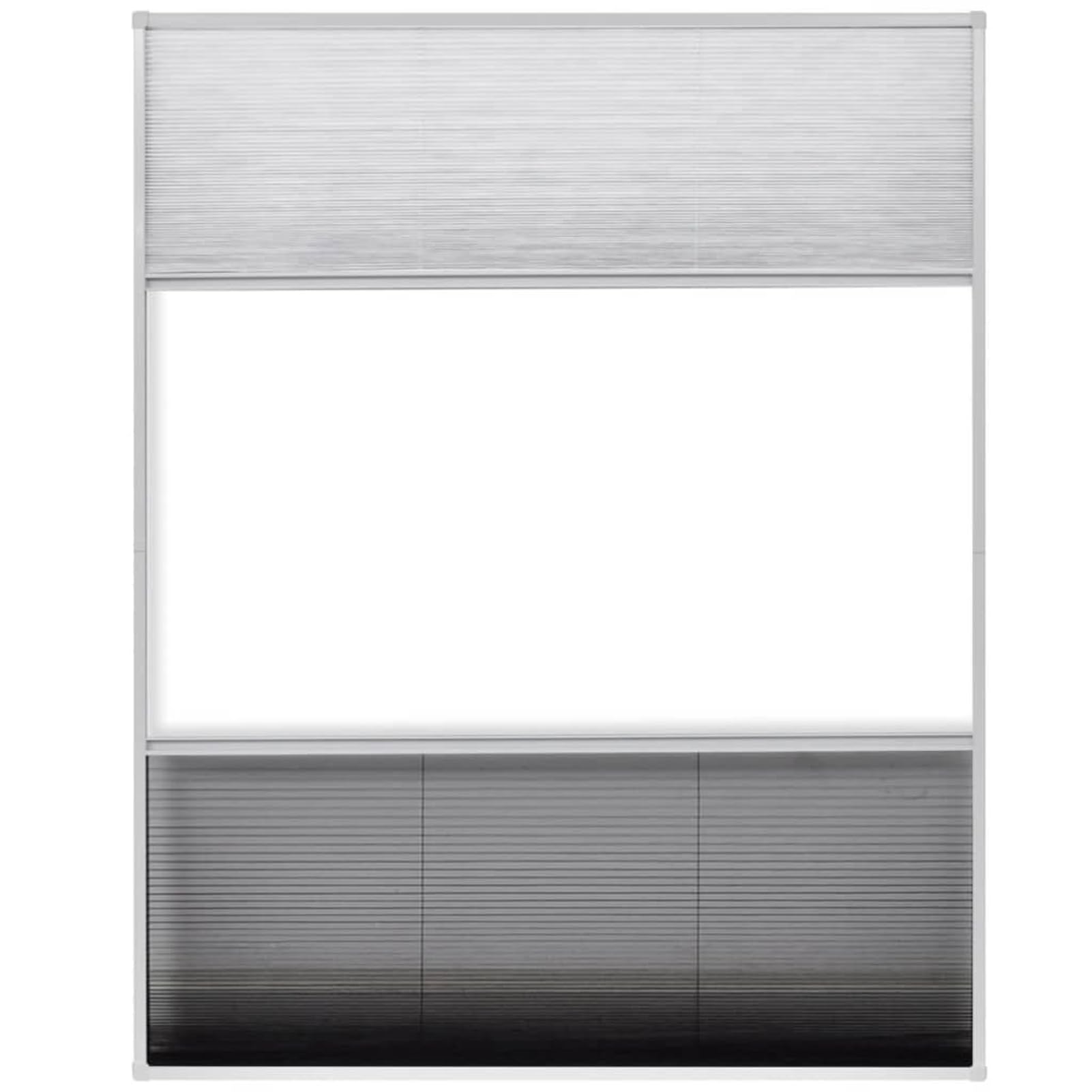 Duo Insektenschutz-Plissee mit PET-Jalousie, Aluminiumrahmen Weiß, Fiberglas-Netz Schwarz, 80 x 100 cm, für Dachfenster 142616