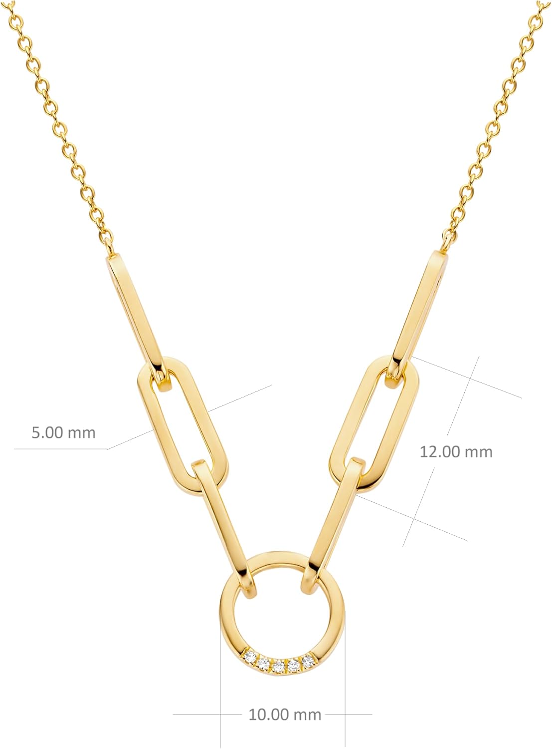 Break-Away Necklace | Natural White Diamond 5 pc | 18-Carat Yellow Gold Vermeil | 925 Sterling Silver | 50.00 x 10.00 x 4.80 mm | Adjustable Sizes (40-45cm)