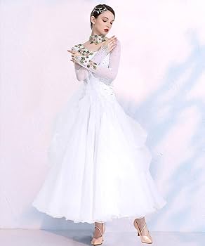 Amazon.co.jp: RIKOUZY お花飾り 紫 白 社交ダンスドレス ワルツ専用