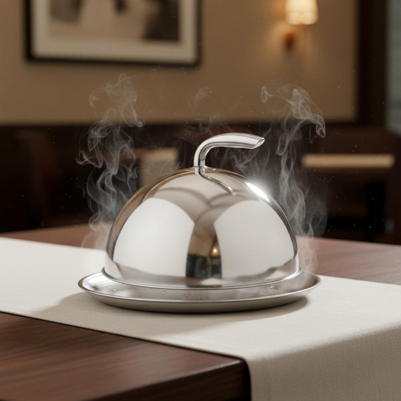 predolo Cloche in Acciaio Inossidabile Con Maniglia Cloche in Acciaio Inox Resistente Coperchio a Cupola per Bistecca per Ristoratori, Ristorante, Banchetti, Oro, 30cm-36cm SET