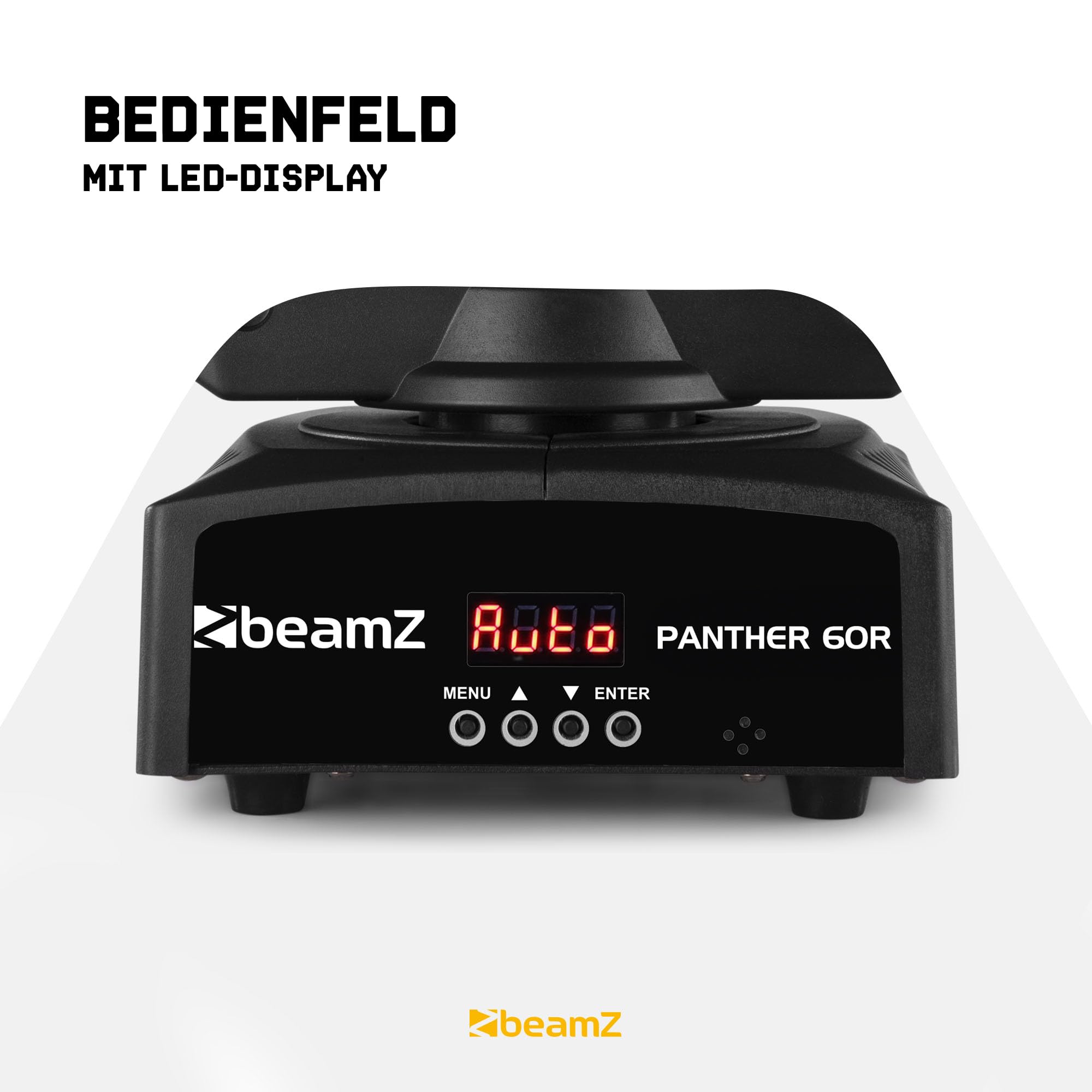 BeamZ Panther 60R Moving Head LED mit LED-Ring, 60 Watt, Bühnenlicht, Bühnenbeleuchtung, DMX Licht, Lichtanlage Musikgesteuert, Disco Licht, Bühnenscheinwerfer, DJ Lichtanlage - Schwarz