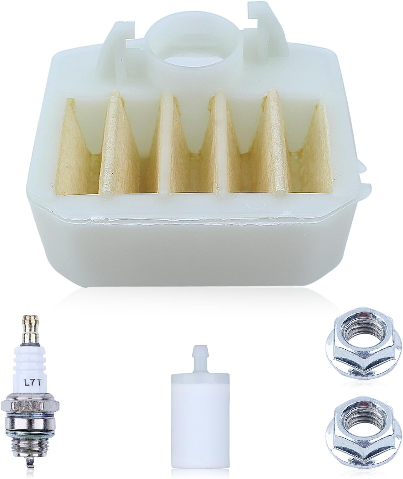 Air Filter Tune Up Kit for Husqvarna 340 345 346 XP 350 351 353 Chainsaw, Air Filter Maintenance Kit with Bar Nuts Fuel Filter Spark Plug Replacement Parts for 537024003