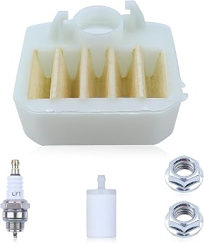 Air Filter Tune Up Kit for Husqvarna 340 345 346 XP 350 351 353 Chainsaw, Air Filter Maintenance Kit with Bar Nuts Fuel Filter Spark Plug Replacement Parts for 537024003