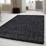 Carpetsale24 Teppich Wohnzimmer 160 x 230 cm Anthrazit Shaggy Hochflor Einfarbig Modern Design - Flauschiger Teppich Schlafzimmer und Küche Extra Weich Pflegeleicht in 22 Farben - Teppich Langflor