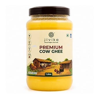 JIVIKA NATURALS Pure Natural Cow Ghee Bilona Method Hand Churned Grass Fed Cow Ghee 1000ml Jar