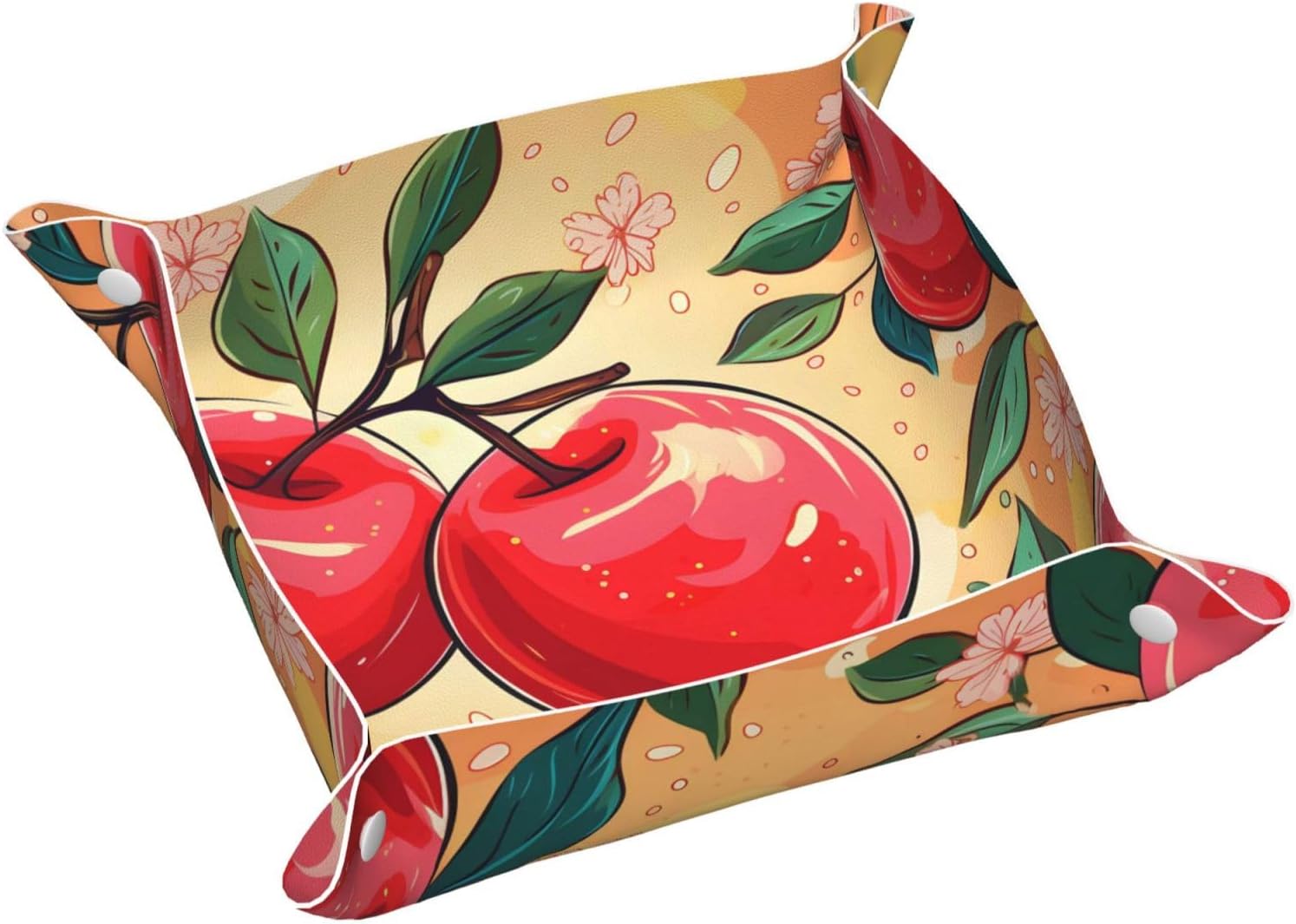 Cute Apples Valet Tray for Women Bedside Vanity Trays, M
