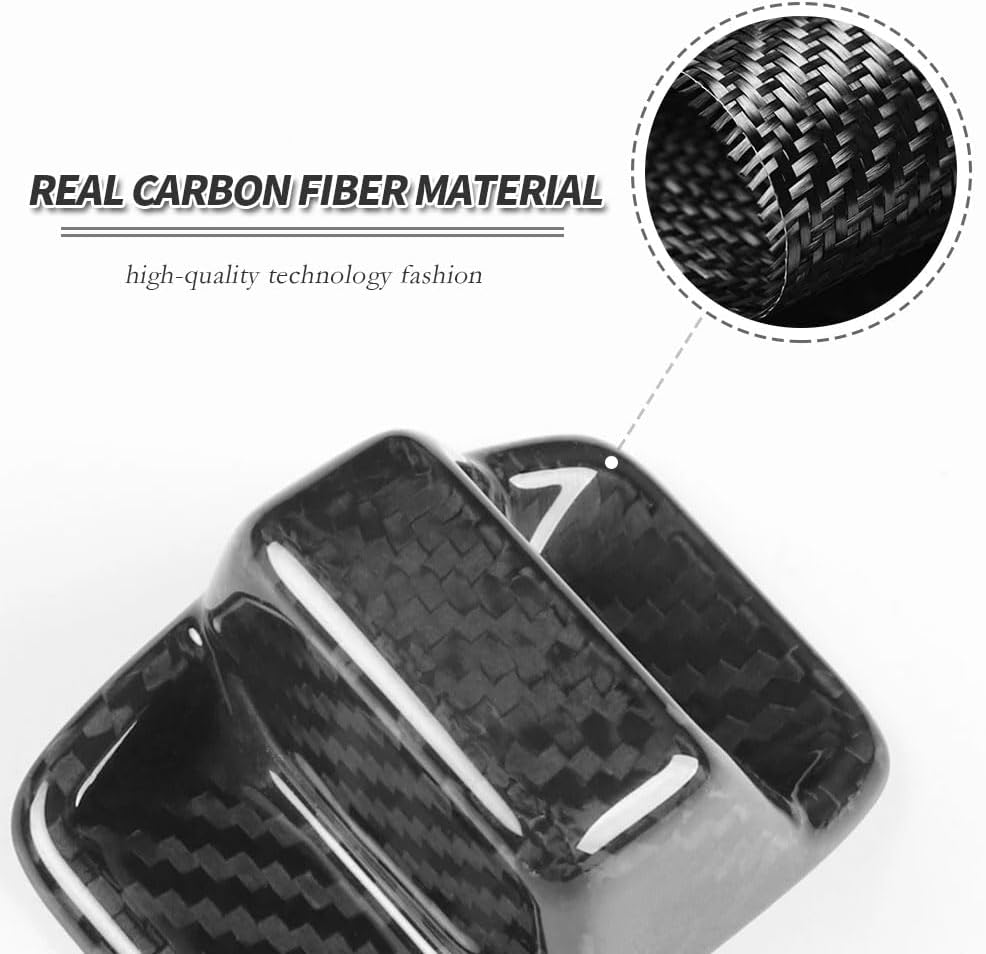 Car Center Console Gear Shift Knob Decorative Cover, Suitable for 2021 Audi A3 A3l Car Interior Accessories, Dry Carbon Fiber Luxury Panel Protective Cover (Black Carbon)