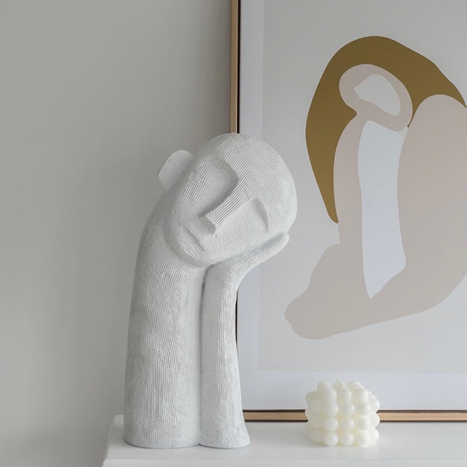 Cutfouwe Denker Skulptur Deko Dekofigur Abstrakter Kunst Keramik Statue Dekoration Moderne Wohnzimmer Schlafzimmer Büro Regal Schreibtisch Dekorationen Home Decor Geschenk,Weiß