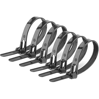 Offgridtec Pack of 100 Resealable Cable Ties 7.6 x 150 mm Black
