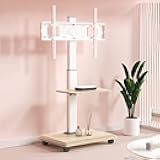 WANGKENSU Universal TV Stand Mobile TV Cart with Wheels for 26-65 Inch TVs, Trolley Floor TV Stand with Tray Max VESA 600x400mm, Height Adjustable Rolling TV Stand