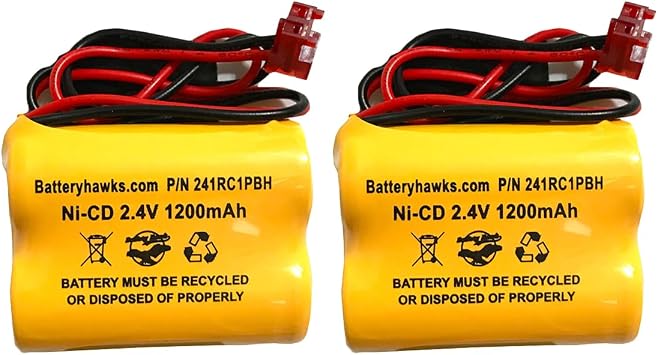 2 Pack EMBACN2410 ELB2P401N ELB 2P401N 2.4v Exit NiCad Battery Powercell PCHA4/5-2-SR-LC ELB0310 ELB 0310 OSA098 NIC1158 Ni-CD AA 1200mAh