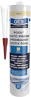 GEB Mastic étanche spécial piscine Beige 290 ml pour coller, jointoyer et réparer même sous l'eau des éléments de piscine, carrelage, mosaïque, margelle, projecteur, bonde