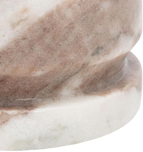 Miniatura 4 de SAFAVIEH Couture Collection Valentia - Mesa decorativa pequeña, redonda de mármol blanco y marrón (SFV9704B)